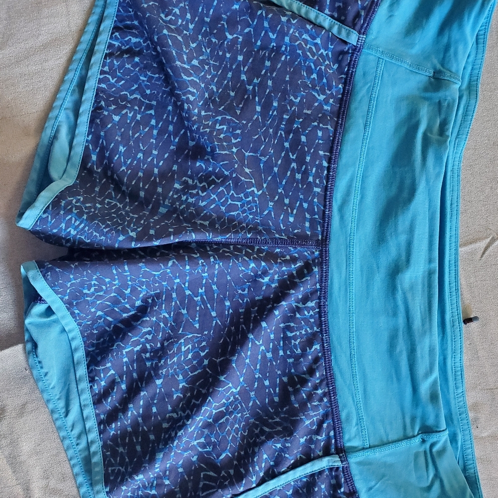 Size 8 Lululemon Blue Printed Running Shorts